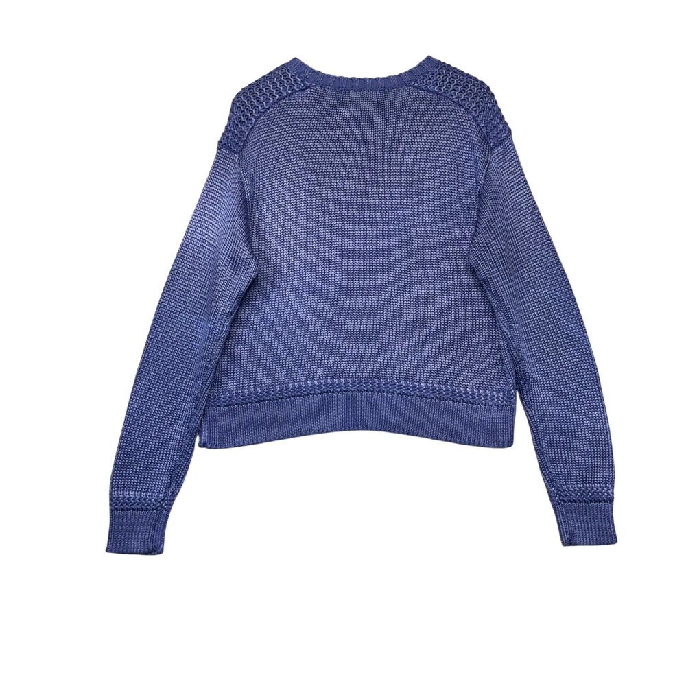 Lauren Ralph Lauren Periwinkle Blue Textured Knit Crewneck Sweater XL Cotton Mix - Picture 4 of 8